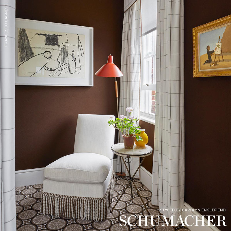 Schumacher x Veere Grenney Woodman Check Fabric, Berber Brown