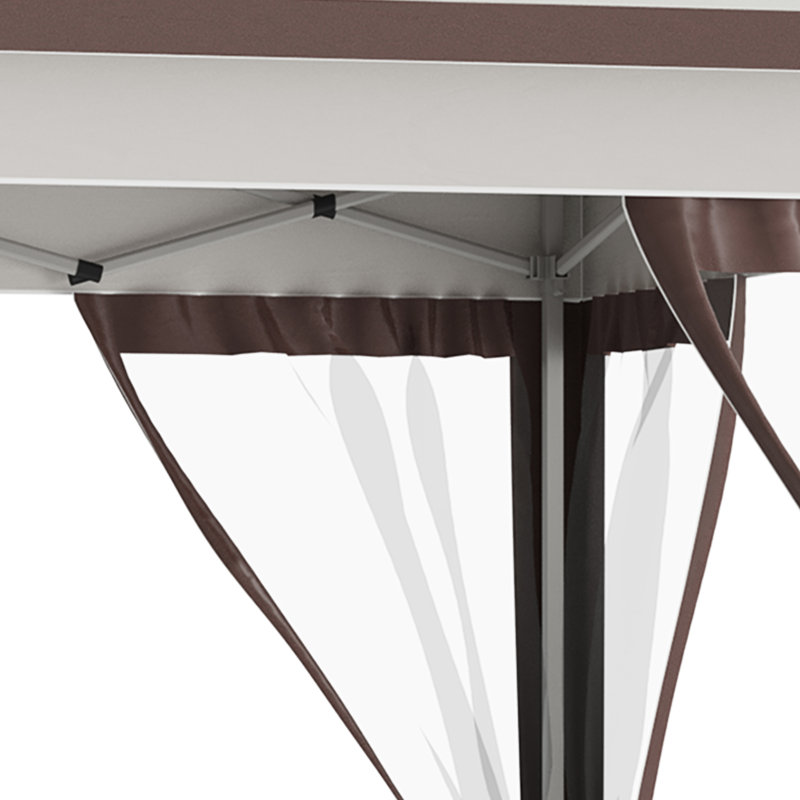 Auvent extérieur à hauteur réglable avec filet en filet et drainage 12 'X Pop Up pour le divertissement - Sac de transport beige brun