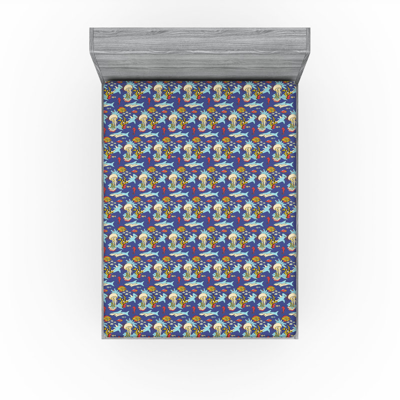 Ensemble de 2 draps-housse dégradés Ambesonne bleu sarcelle très clair bleu pâle et blanc, Drap-housse pour très grand lit