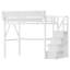 Lit mezzanine double en métal avec bureau et station de charge, escalier et lumière, cadre de lit mezzanine Kids Teens, blanc