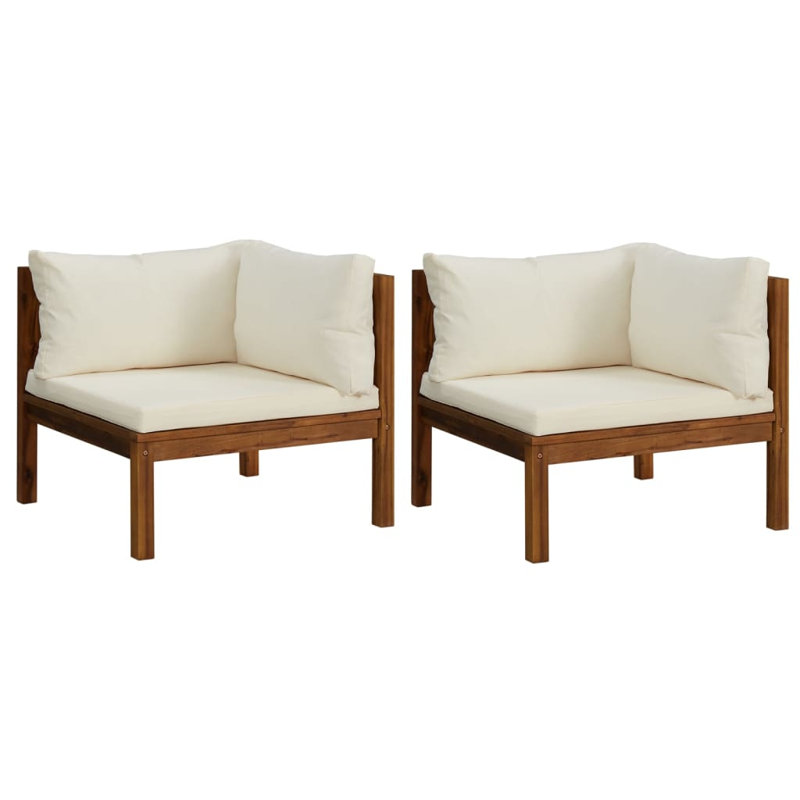 Chaise de patio avec coussins Stajko, Corner sofa (2 pcs), Blanc crème