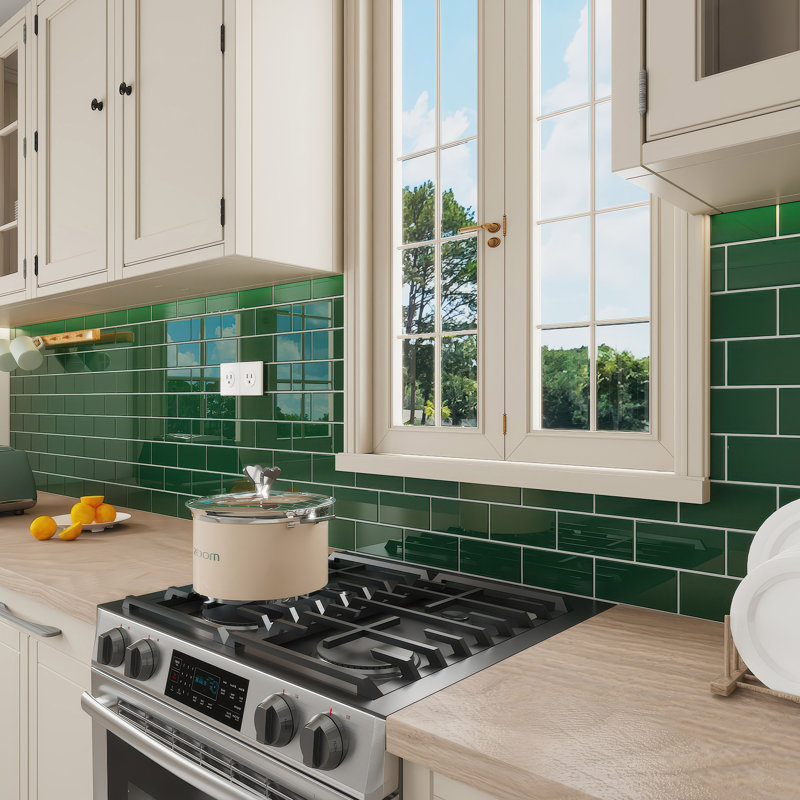 Subway Glass Tile 3" x 6", Evergreen