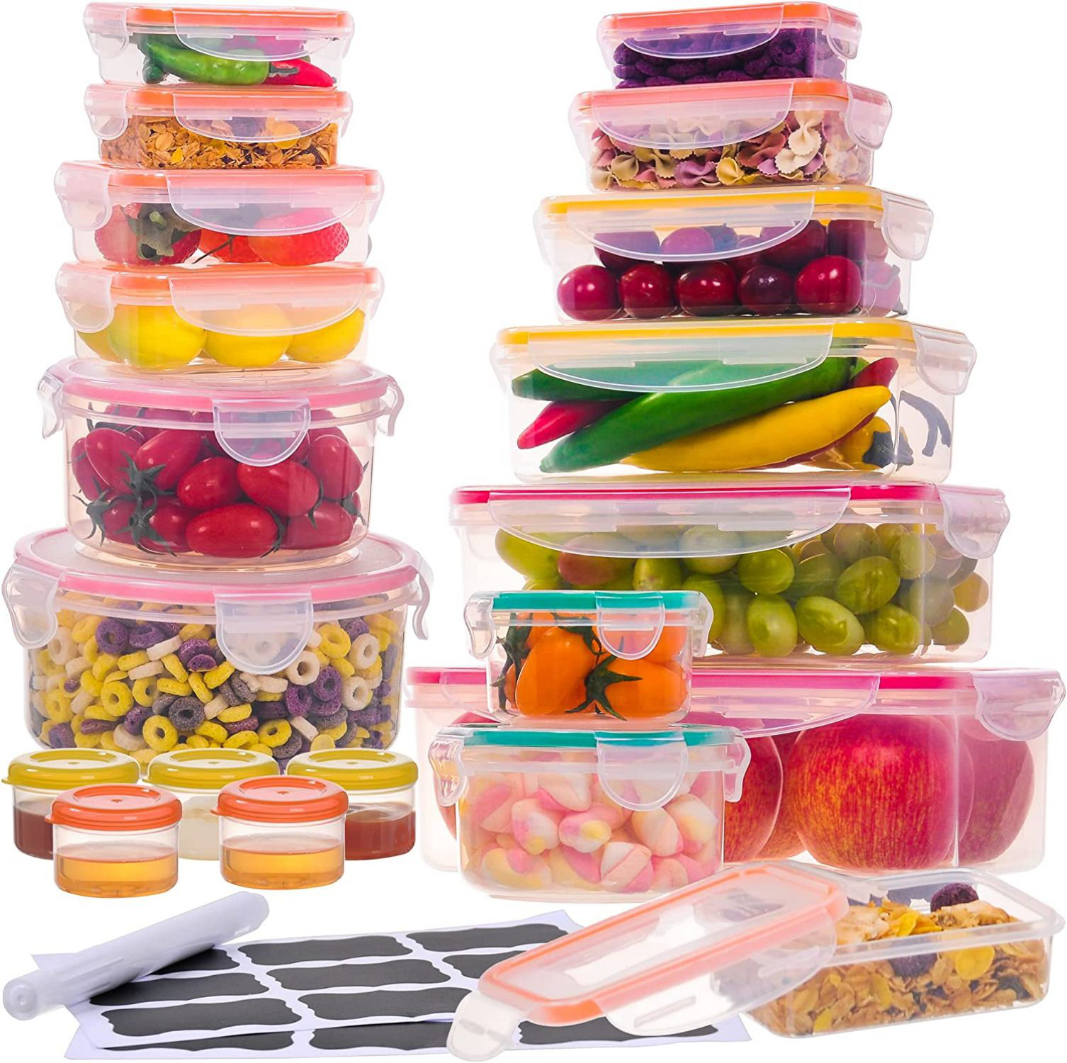 Brenyn 15 Container Food Storage Set Prep & Savour Color: Clear/Pink