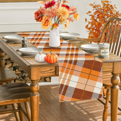 Fall Plaid Table Runner for Kitchen Dining Table Autumn Decor