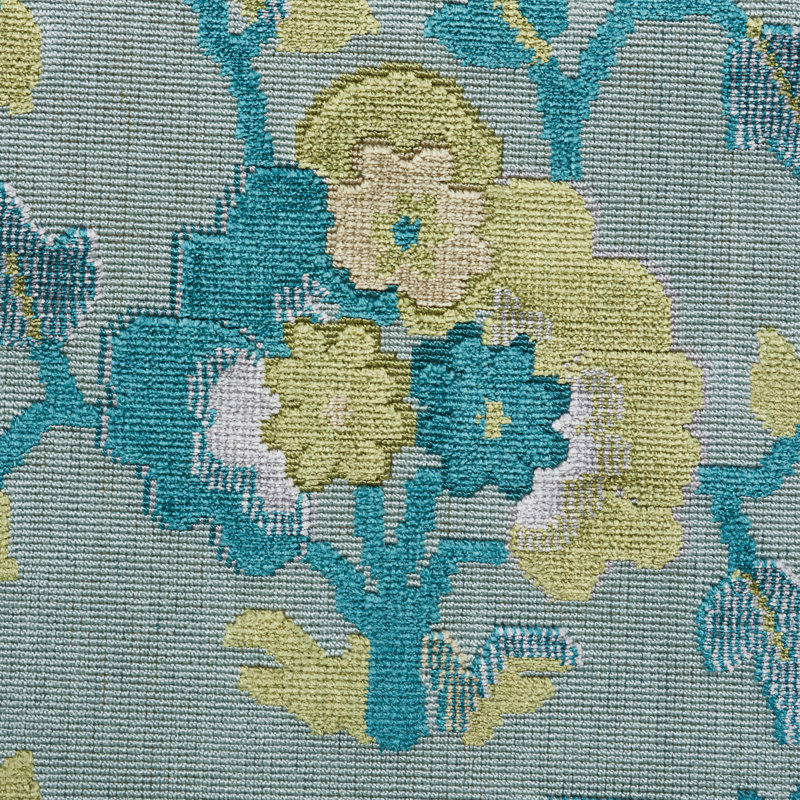 Tissu en velours Jennie, Paon / céladon