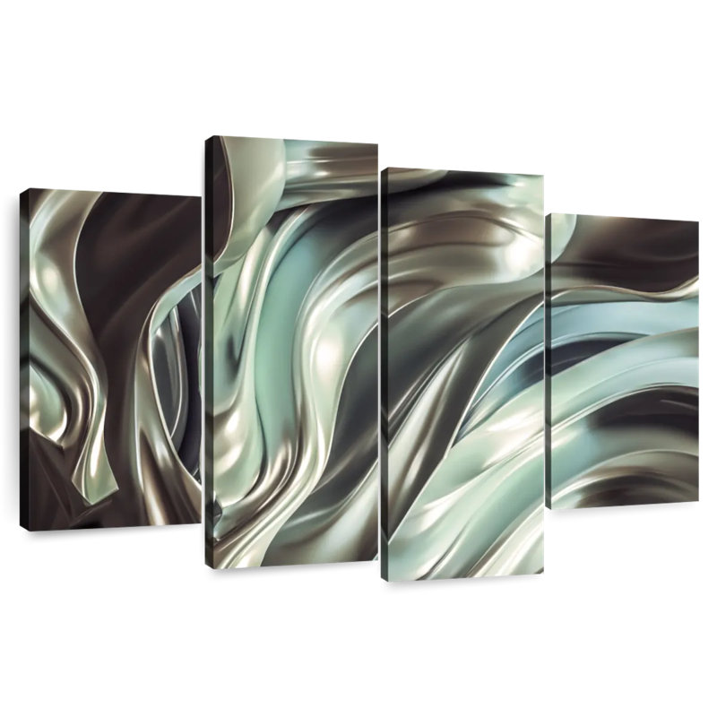 Abstrait en tissu argenté lustré Avery, H 22 po x l 36 po