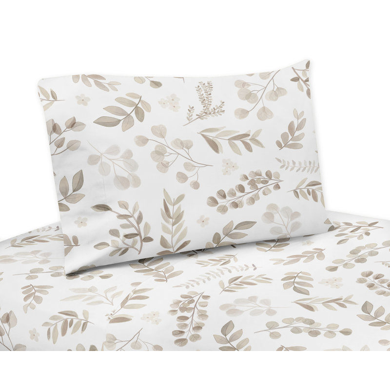 Ensemble de draps en microfibre Watercolor, Ensemble de draps pour lit simple + 1 drap-housse , Floral blanc / vert / rose