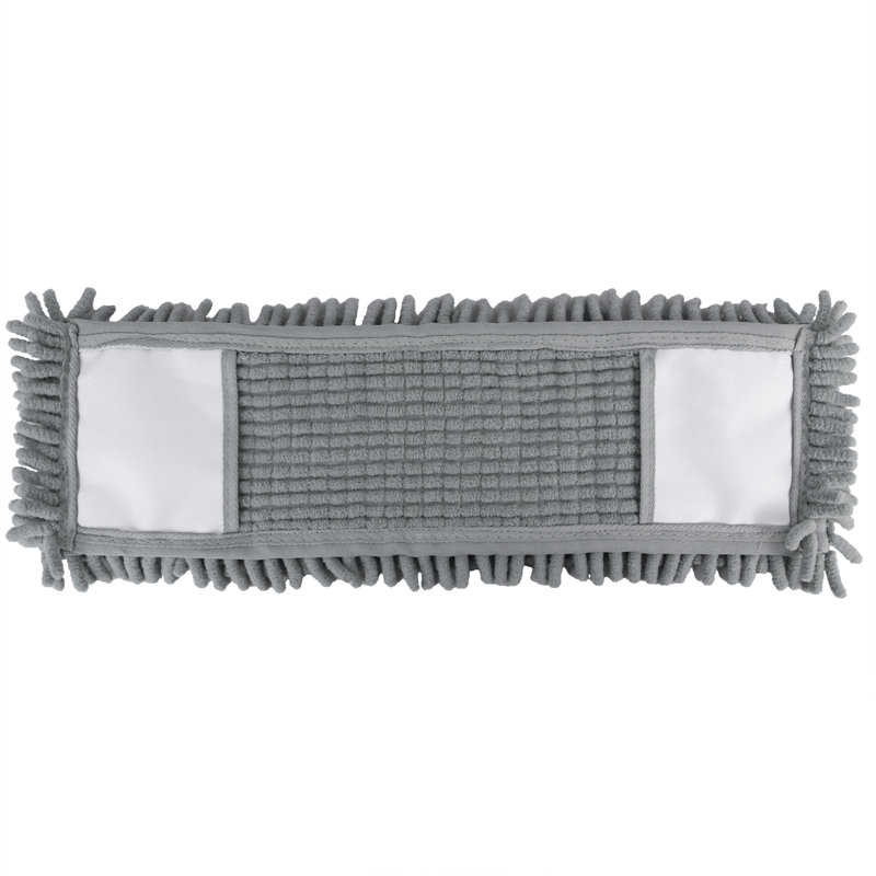 JVL Extendable Chenille Mop – Flat Floor Cleaner with Long Handle – Machine Washable Microfibre Cleaning Head – Grey