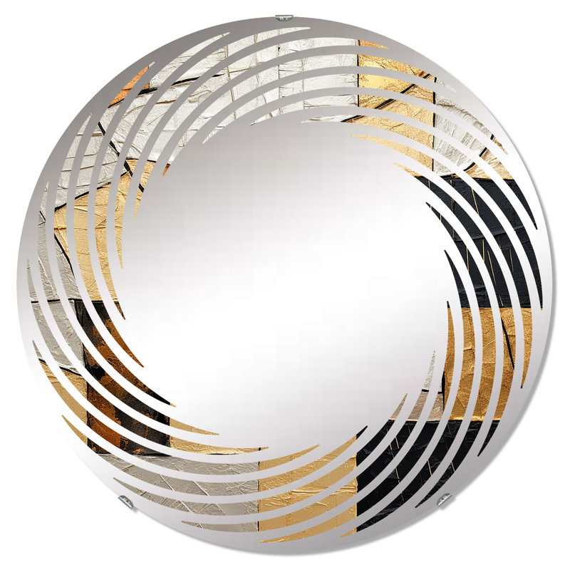 Miroir mural spiralé noir et or II - MIR107324 C, 23,6 po x 23,6 po