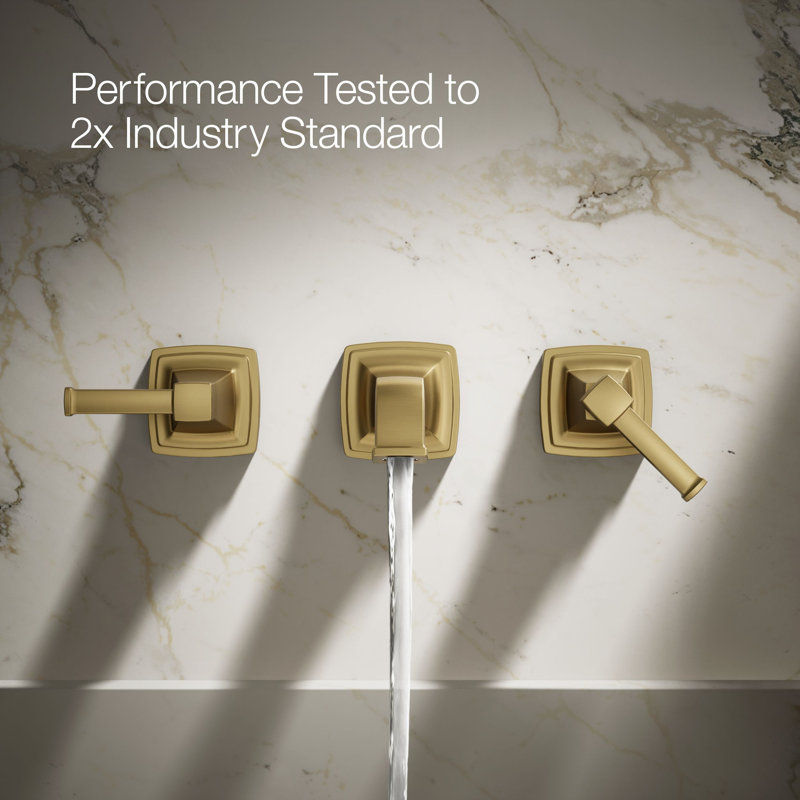 Riff Wall-Mount Bathroom Sink Faucet Trim, Vibrant Brushed Moderne Brass