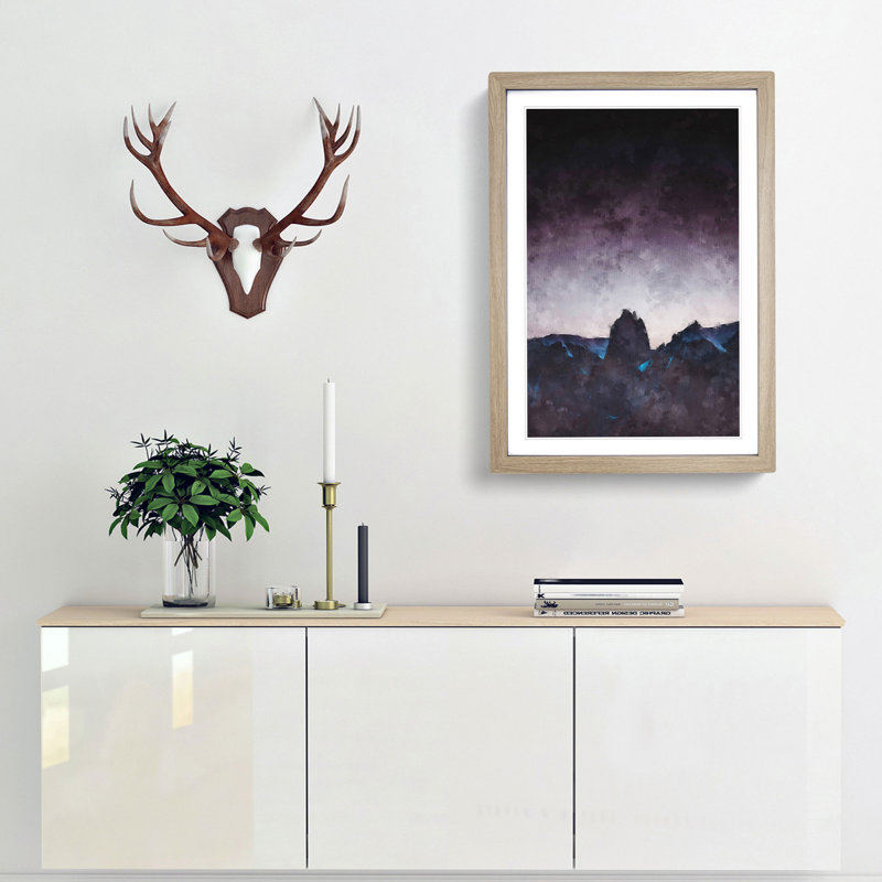 Dusky Mountains - Picture Frame Painting Print, 45cm H x 33cm W x 2cm D, Oak Framed