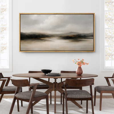 Large Framed Canvas Print Wall Art - Neutral Abstract Landscape Print for Minimalist Modern Wall Decor