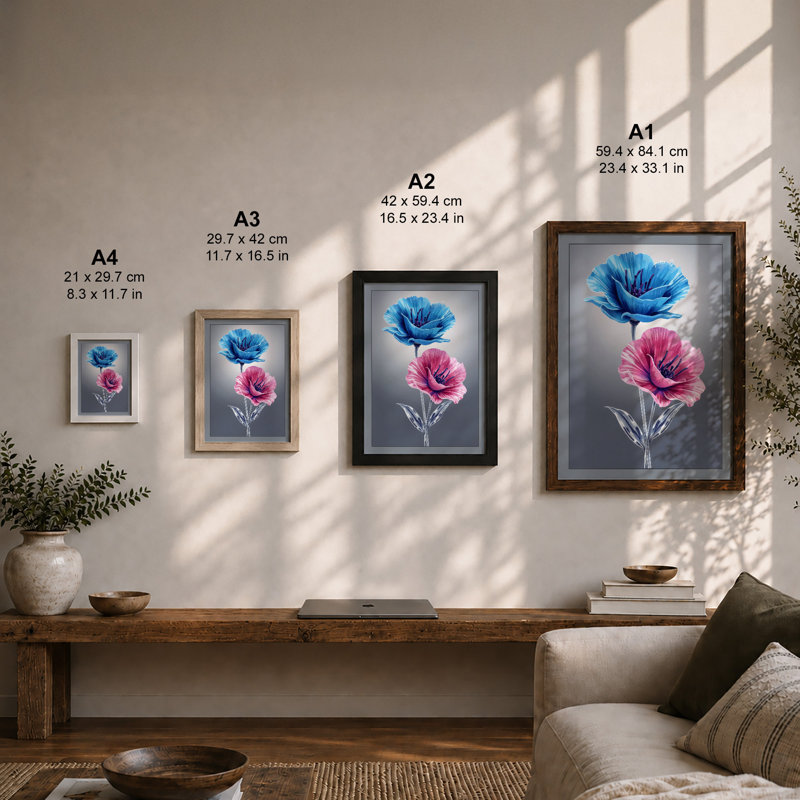 Blooms Botanical - Framed Print, Walnut, A4 - 29.7 x 21.0 cm