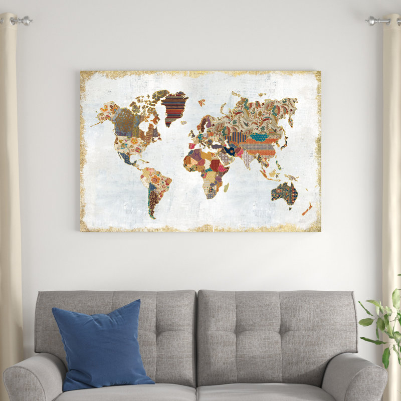 " Pattern World Map " by Laura Marshall, 32" H x 48" W x 1.25" D