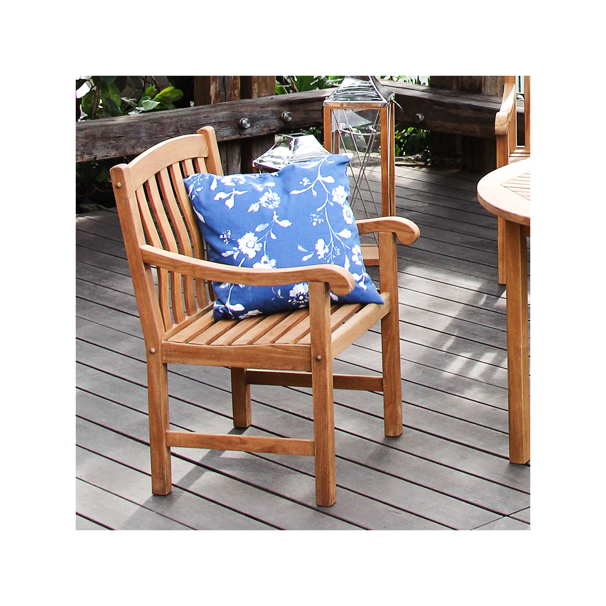 Narelle Teak Wood Premium All-Weather Wicker Outdoor Dining Armchair