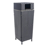 Keaton Modern 24.13-Gallon All-Weather Wicker/Metal Lidded Hideaway Outdoor Trash Can