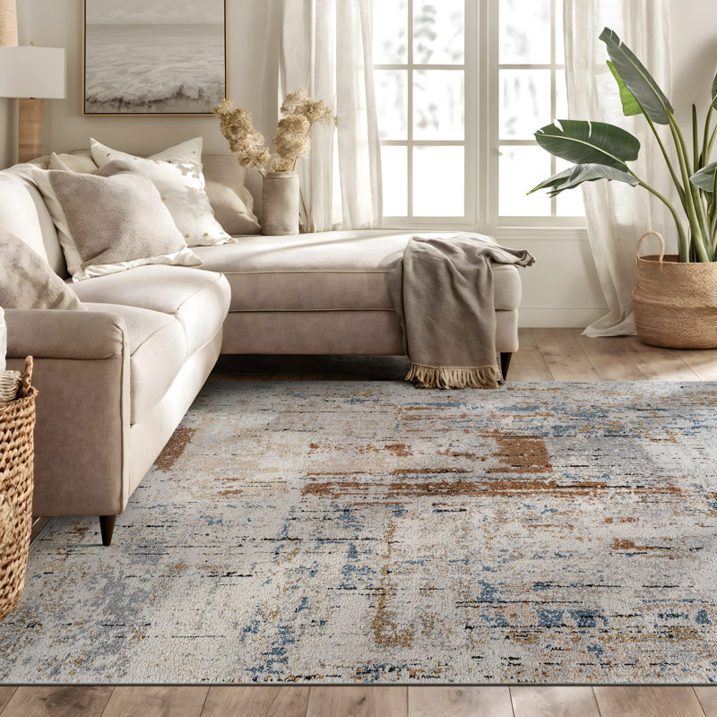 Tapis multicolore Strata - Motif stratifié moderne, facile à nettoyer, Rectangle 6 pi 7 po x 9 pi
