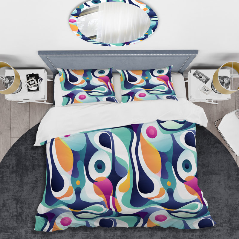 Ensemble de housse de couette colorée Popart Groovy Gradient Canvas III, Housse de couette pour très grand lit et 2 très