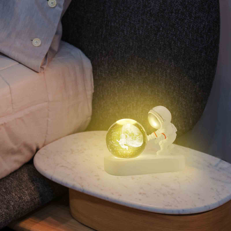 Boule de cristal planète lumineuse avec veilleuse à main Alimentation USB pour garder la lumière de chevet au chaud