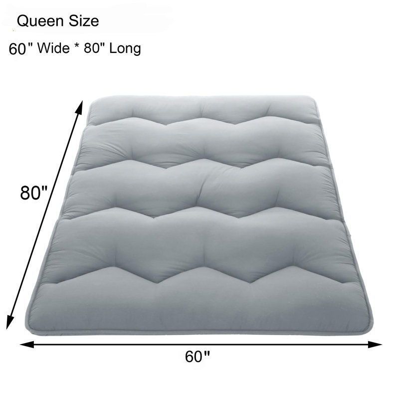 Matelas de futon pliable japonais, Gris, Grand lit