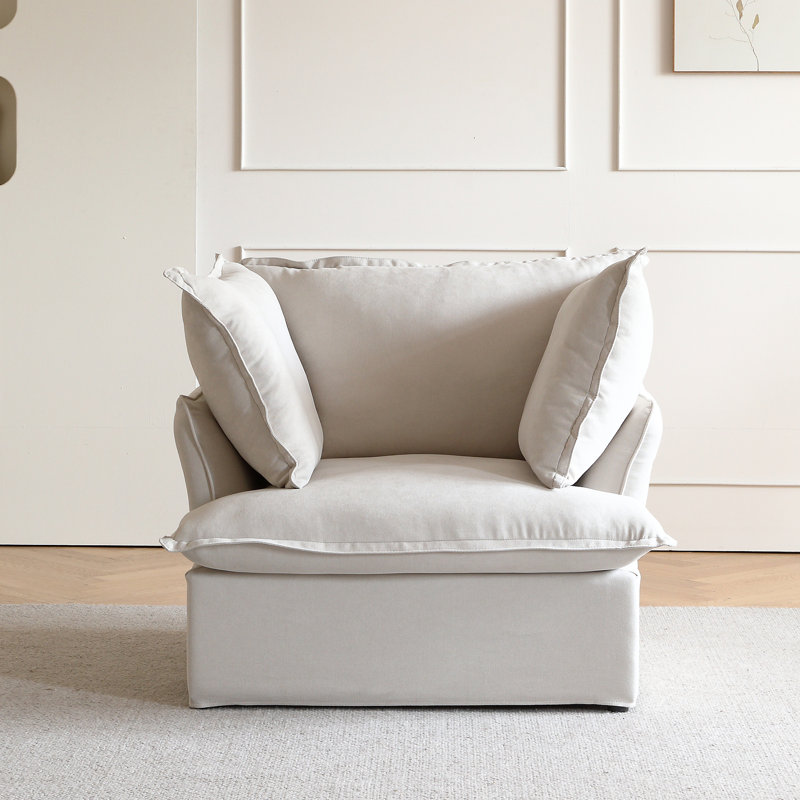 Fauteuil rembourré en velours de lin 2 pièces Fairford, Mélange de lin beige