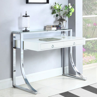 Serrano White High Gloss 2-Drawer Writing Desk