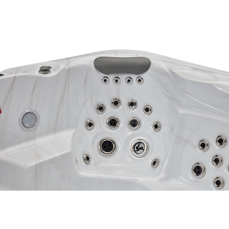 Danika 5-Person Gray Acrylic Rectangle Hot Tub with Jets and LED Lighting
