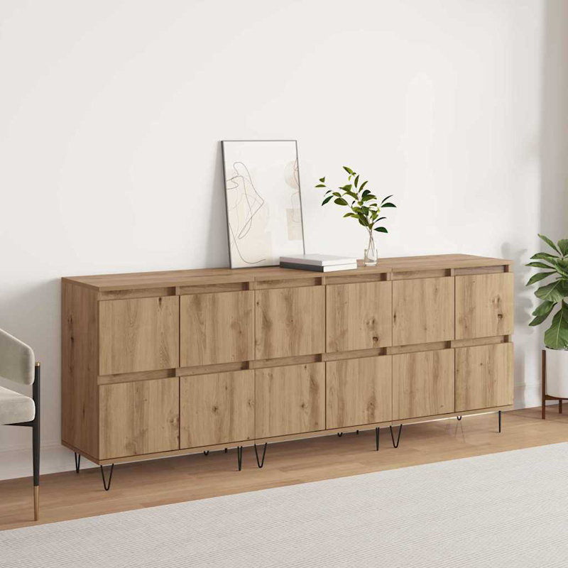Sideboards 3 Pcs 180 X 35 X 70 Cm Engineered Wood, Artisan Oak