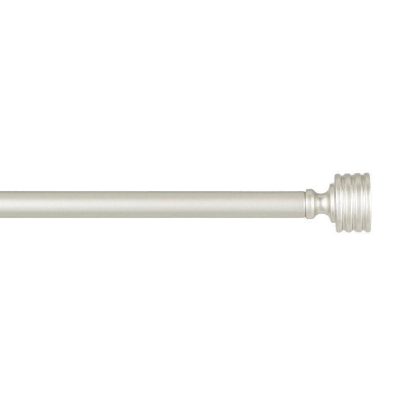 Lucero Matte Nickel Adjustable Curtain Rod with Stacked Cylinder Finials