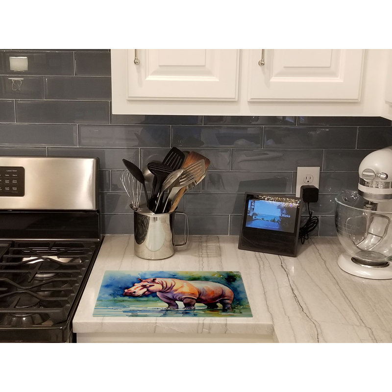 Hippopotamus Glass Cutting Board Large