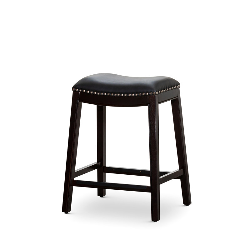 Counter Stool In , Black Leather - Adjustable Height Stool, Seat Fire