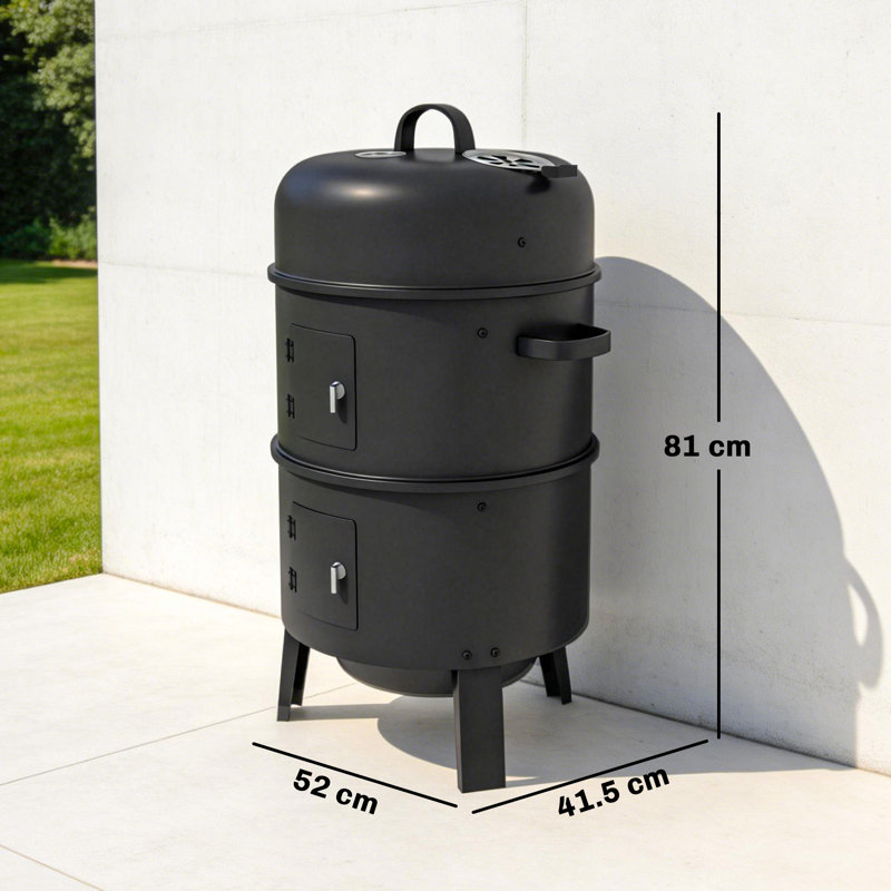 Outsunny 3-in-1 Vertical Barbecue Charcoal Smoker, BBQ with 2 Grill Grates
