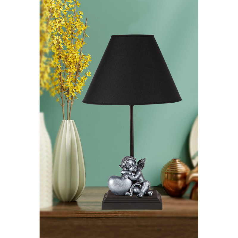 Lampe de table 16,5 po, Noir / argent, Noir