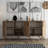 Modern Oak Console Table with Wooden Legs, 70.9 x 31.5 x 17.7 inches | 100% Melamine Coated Particle Board, Thickness: 0.7 inches | Multiple Shelves, Wall-Mountable, Scandinavian Design for Stylish Home Decor-2041850293-2039746385