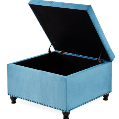 Button For Restaurant - Blue Square With Wooden Frame And Storage
