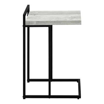 C-Shaped Accent Table, End And Side, With Laminate Top And Metal Base For Modern Living Rooms And Bedrooms
