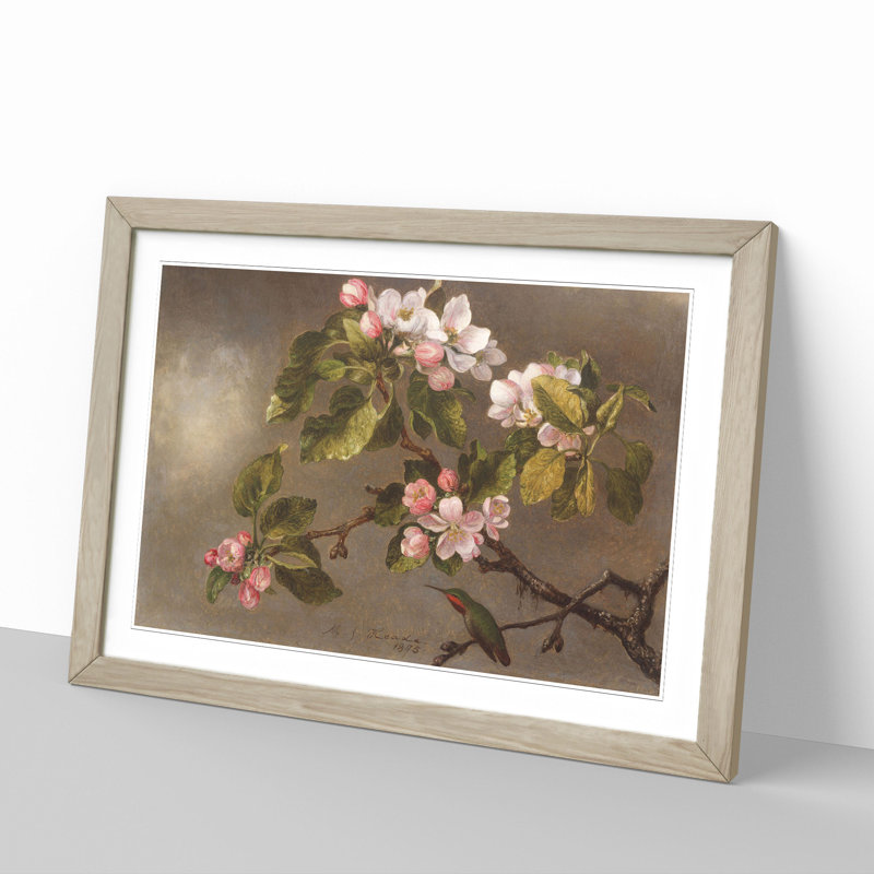 Apple Blossom by Martin Johnson Heade - Picture Frame Graphic Art, 48cm H x 65cm W x 2cm D, Oak Framed
