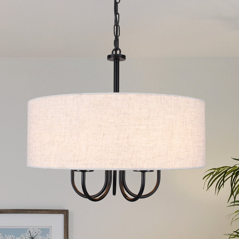 Gula 5 - Light Dimmable Drum Chandelier, Black, Beige