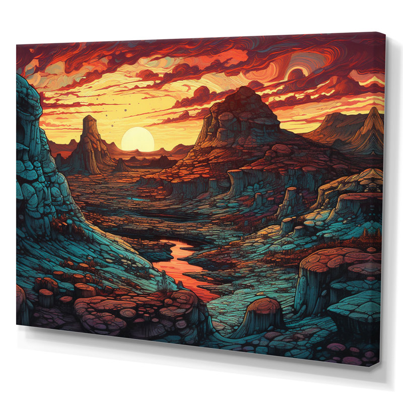Vibrant lever de soleil sur le désert II - impression, H 34 po x l 44 po x P 1,5 po, Toile tendue