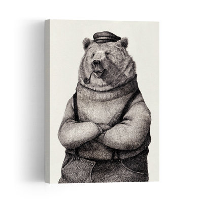 Bear In Vintage Attire Vintage Beach Wall Art Print