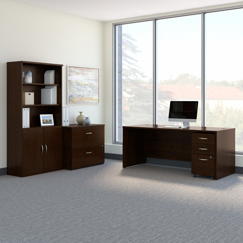 Series C 3 Piece Desk Shell Office Set, Mocha Cherry