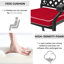 6 chaises de patio en fonte d'aluminium, coussins rouges à structure noire, moulage traditionnel pour des détails élégants, corrosion et résistance thermolaquées, siège confortable avec une conception large et empilable, toutes
