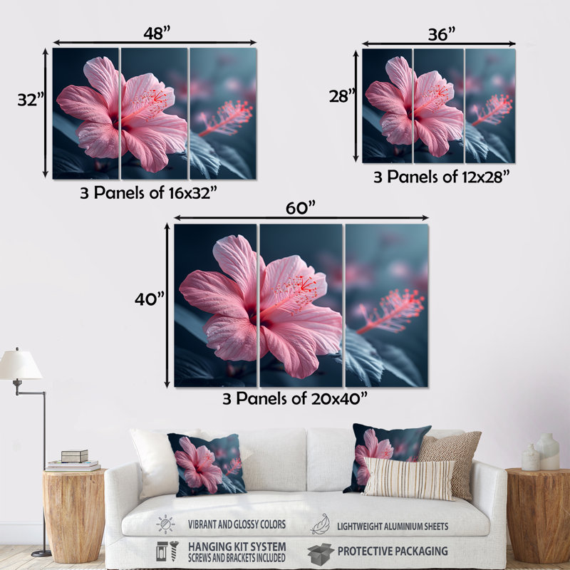Oasis hibiscus - Hibiscus, Métal métal, H 32 po x l 48 po x P 1 po