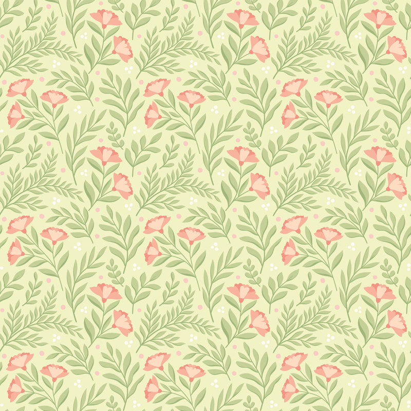Petite Posy Seafoam Smooth Matt Wallpaper, Green