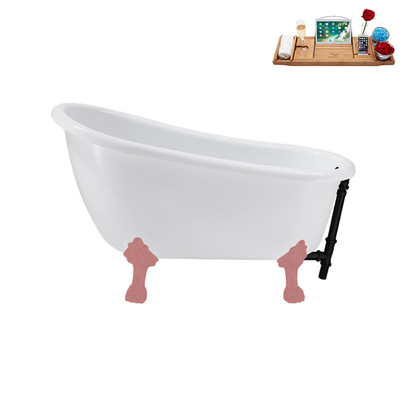 53.1'' x 25.6'' Soaking Acrylic Bathtub, Matte Black, Matte Pink