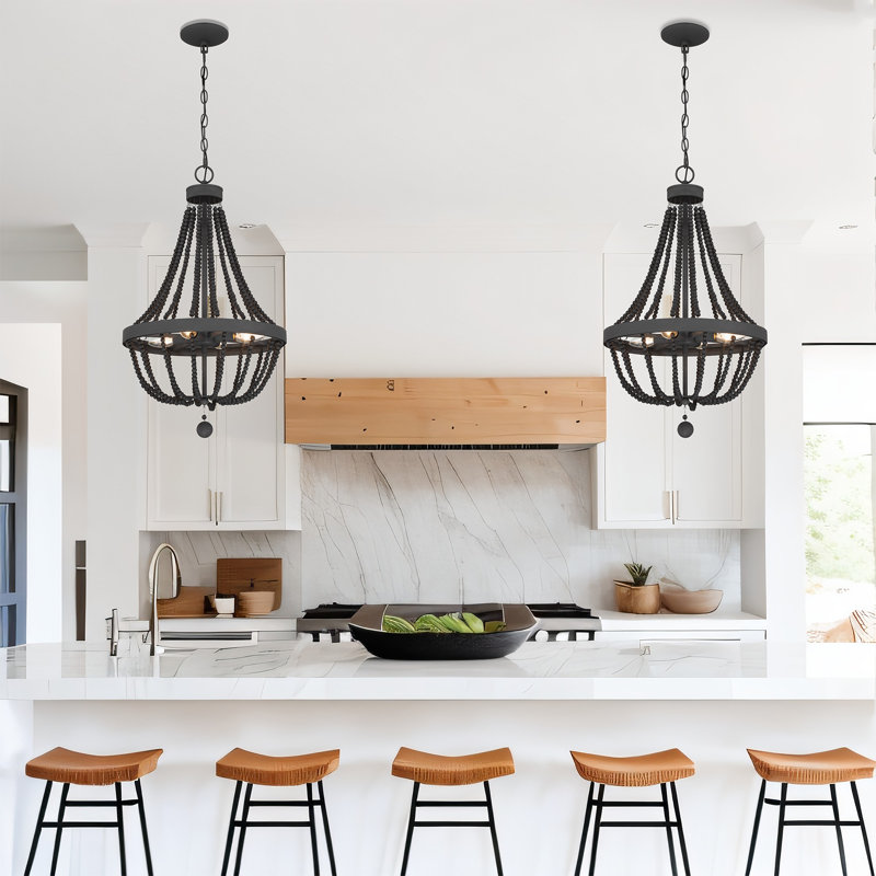 Chrisha 16'' W 4-Light Dimmable Steel Chandelier, Aged Zinc