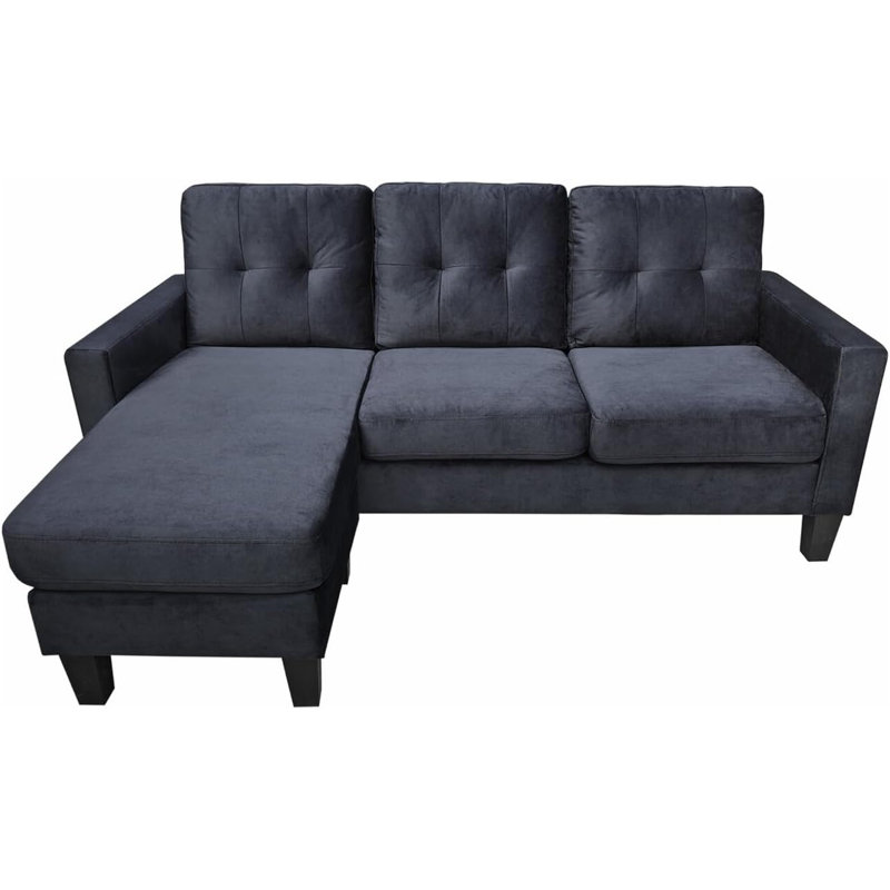 Canapé modulaire réversible en velours Everly Quinn, Velours noir