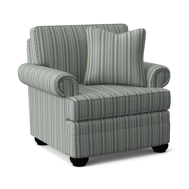 Bradbury Armchair, Green and Blue Stripe; 0252-54, Black Finish