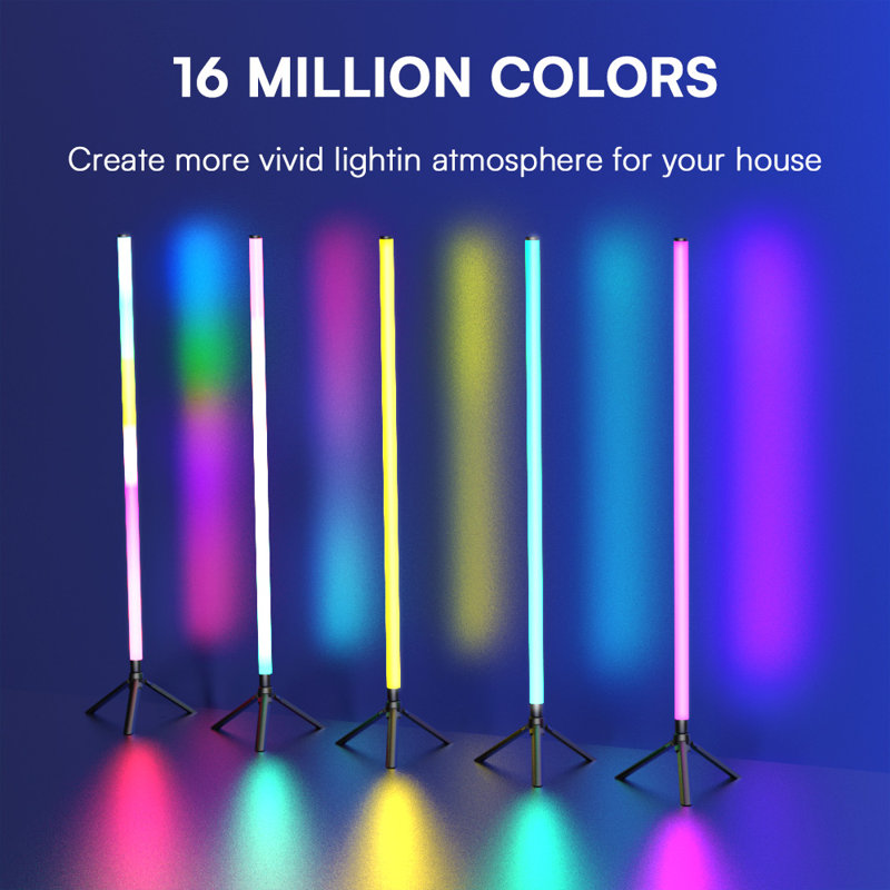 Lampe de coin Daybetter Smart RVBIC avec synchro musicale - Éclairage d'ambiance à DEL de 40 po de hauteur, télécommande et contrôle des applications, alimenté par piles (noir, paquet de 1)