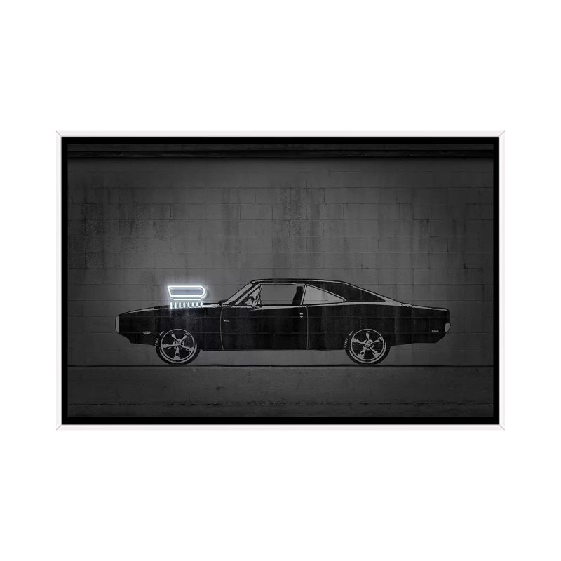 Impression d’art graphique « charger » par octave Mielu, Pas de tapis, H 26 po x l 40 po x 1,5 po, Toile blanche encadrée